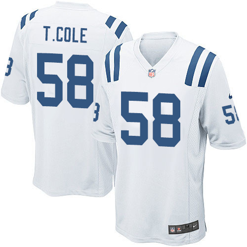 Men's Game Trent Cole Nike Jersey White Road - #58 NFL Indianapolis Colts